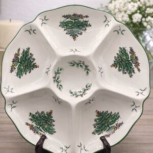 Spode Green and White Holiday Divided Platter